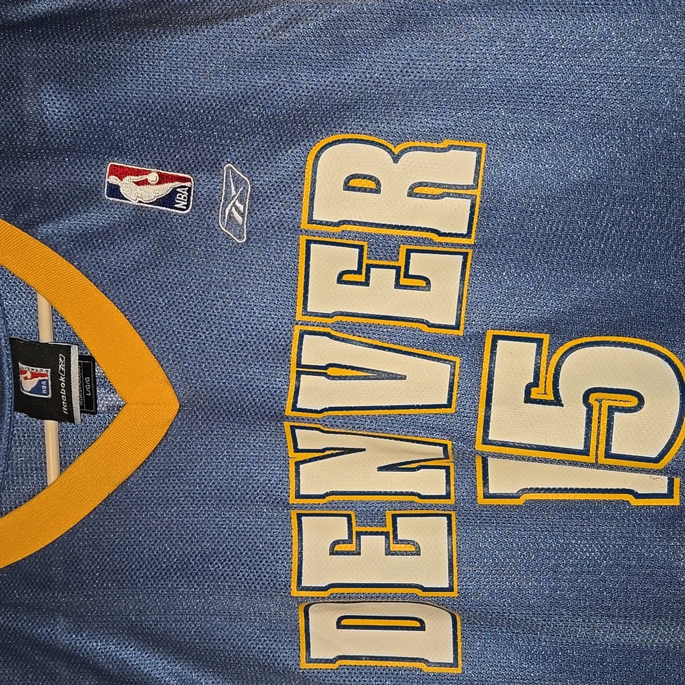 Vintage Reebok Denver Nuggets Carmelo Anthony #15 NBA Jersey Large Blue/Yellow - Picture 4 of 10